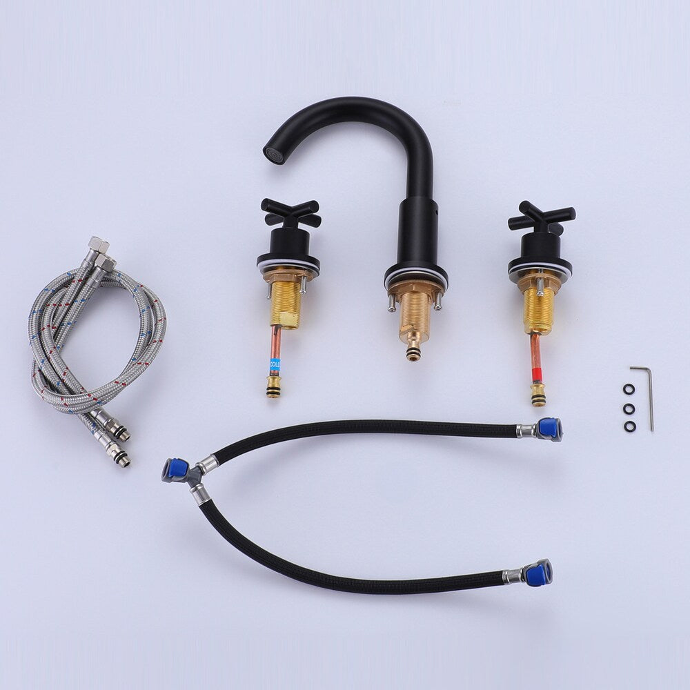 ZCJ4 Widespread Bathroom Sink Faucet with 2 Handle in Matte Black