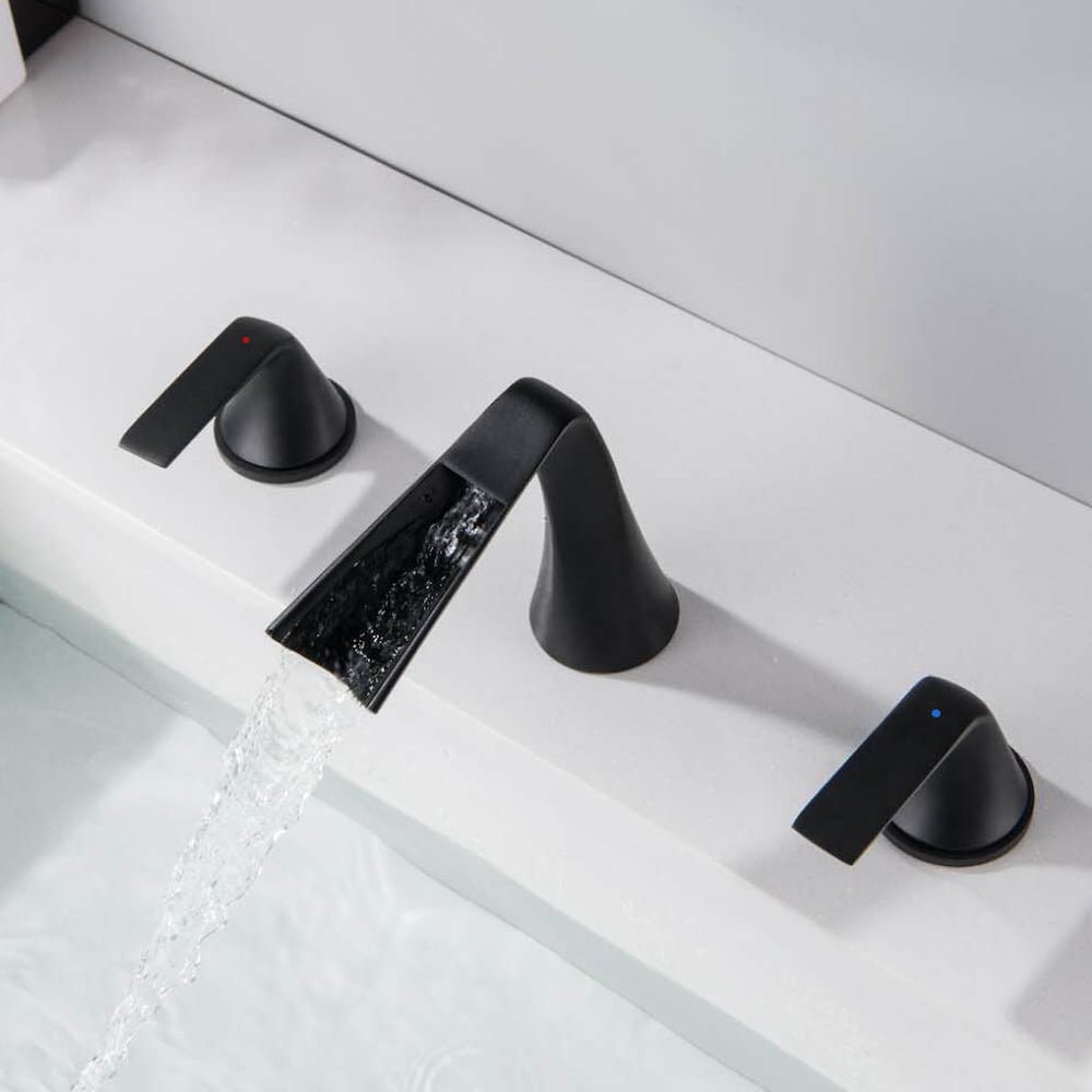WBF10 Widespread Bathroom Sink Faucet with 2 Handle in Matte Black
