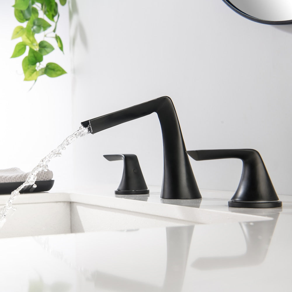 WBF10 Widespread Bathroom Sink Faucet with 2 Handle in Matte Black
