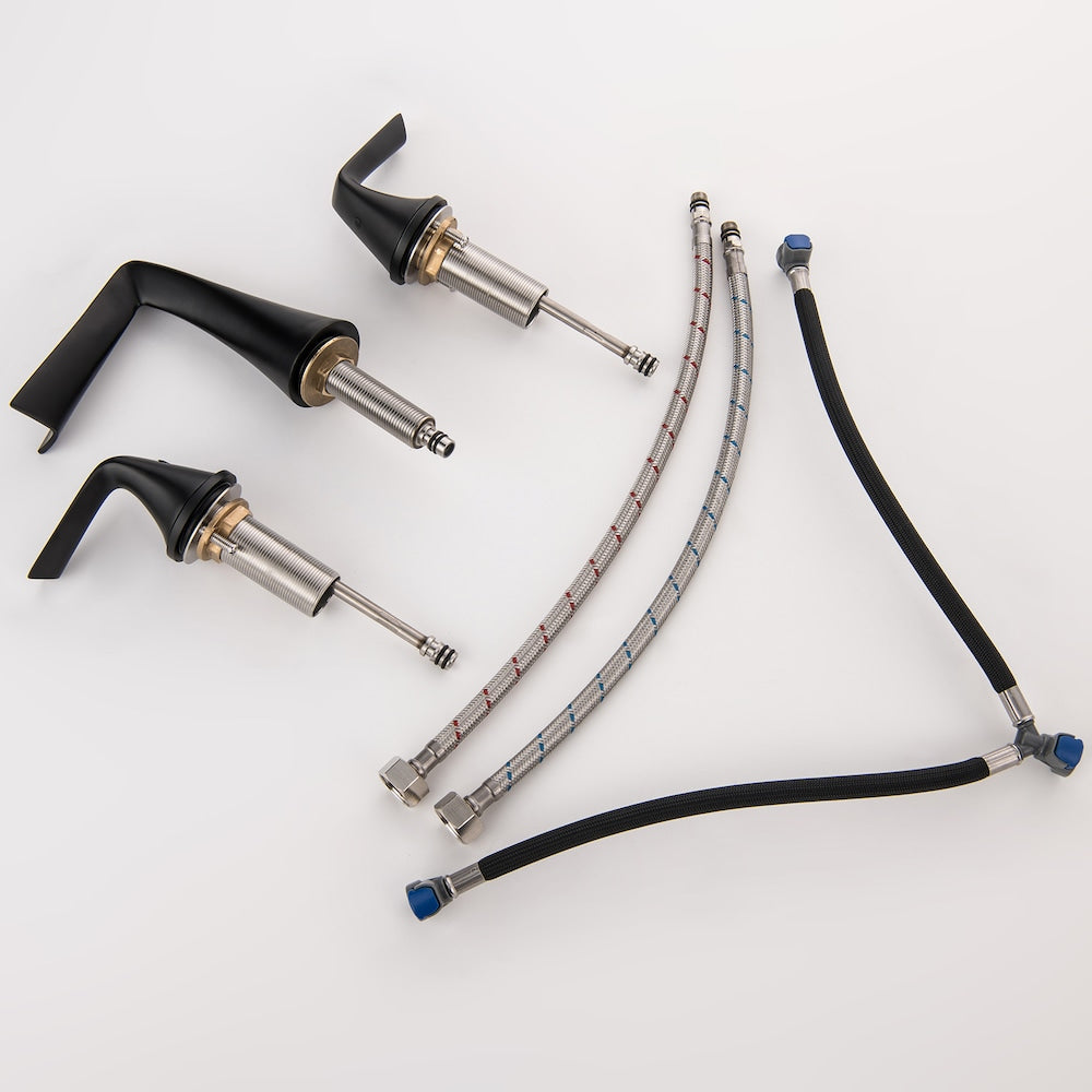 WBF10 Widespread Bathroom Sink Faucet with 2 Handle in Matte Black