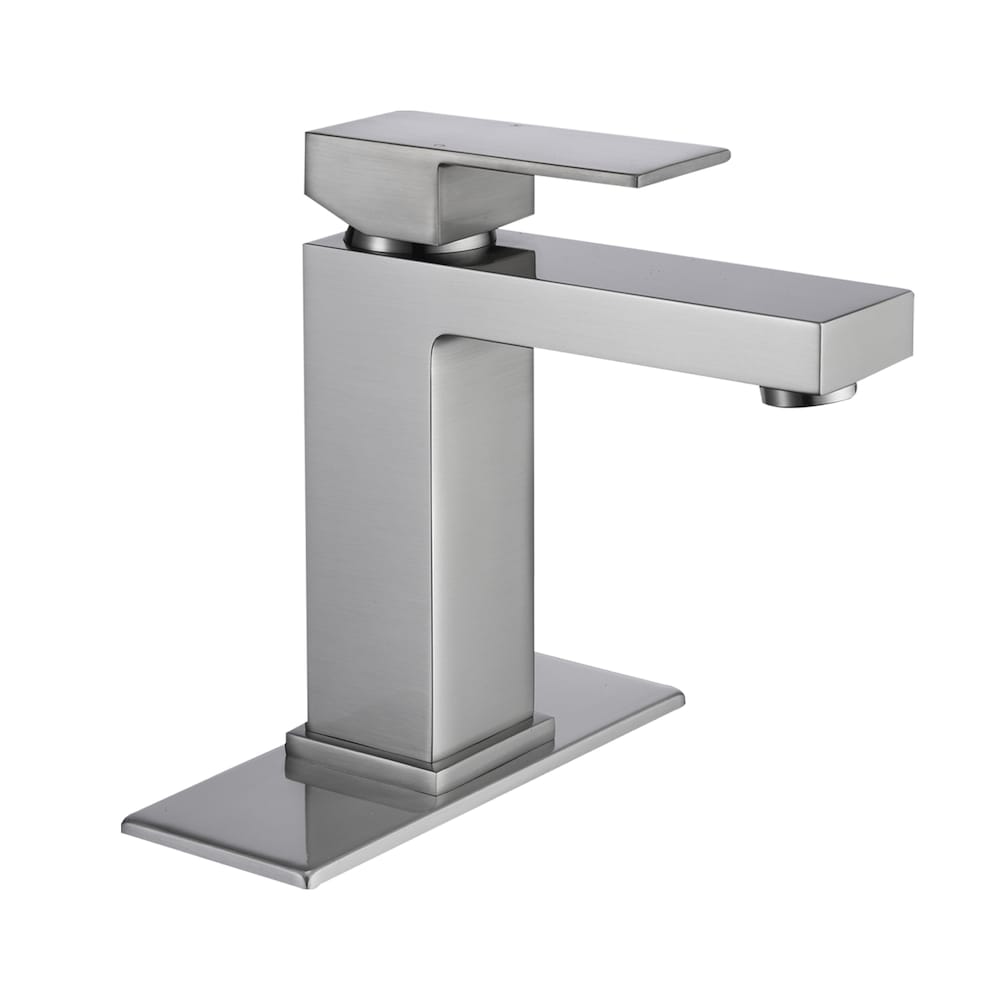 ZCJ5 Brushed Nickel Single Hole Bathroom Sink Faucet with Single Handle and Deck Plate