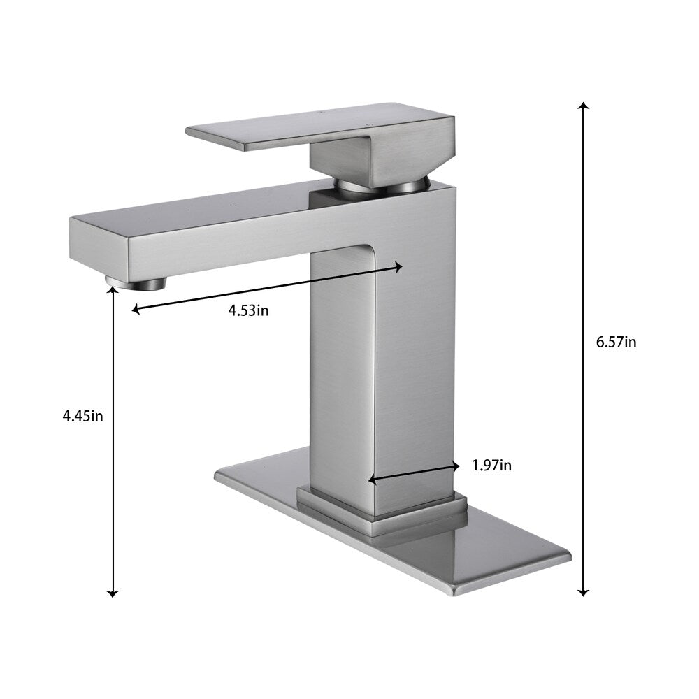 ZCJ5 Brushed Nickel Single Hole Bathroom Sink Faucet with Single Handle and Deck Plate