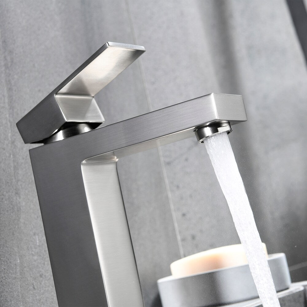 ZCJ5 Brushed Nickel Single Hole Bathroom Sink Faucet with Single Handle and Deck Plate