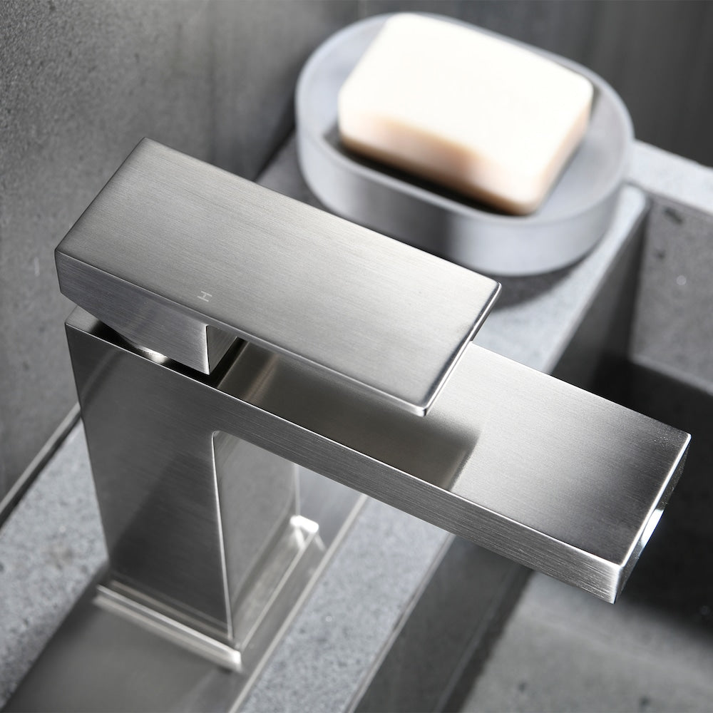 ZCJ5 Brushed Nickel Single Hole Bathroom Sink Faucet with Single Handle and Deck Plate