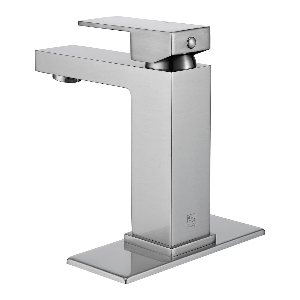 ZCJ5 Brushed Nickel Single Hole Bathroom Sink Faucet with Single Handle and Deck Plate
