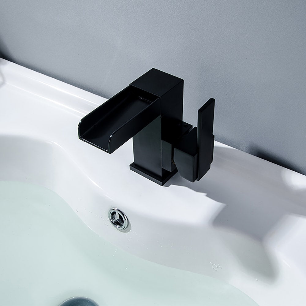 WBF11 Single Hole Bathroom Sink Faucet with Single Handle in Matte Black