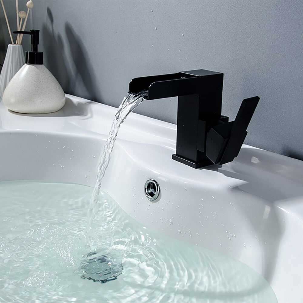WBF11 Single Hole Bathroom Sink Faucet with Single Handle in Matte Black