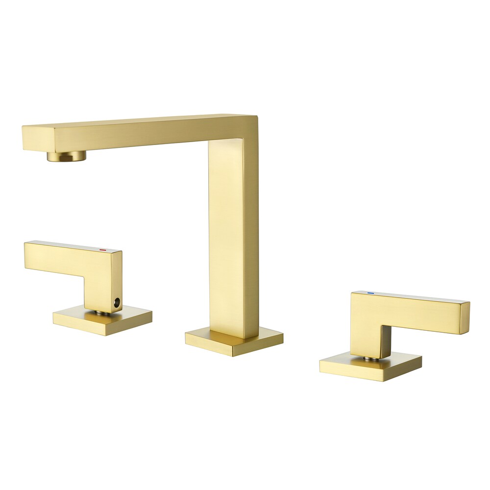 WBF12 Widespread Bathroom Sink Faucet with 2 Handle in Brushed Gold