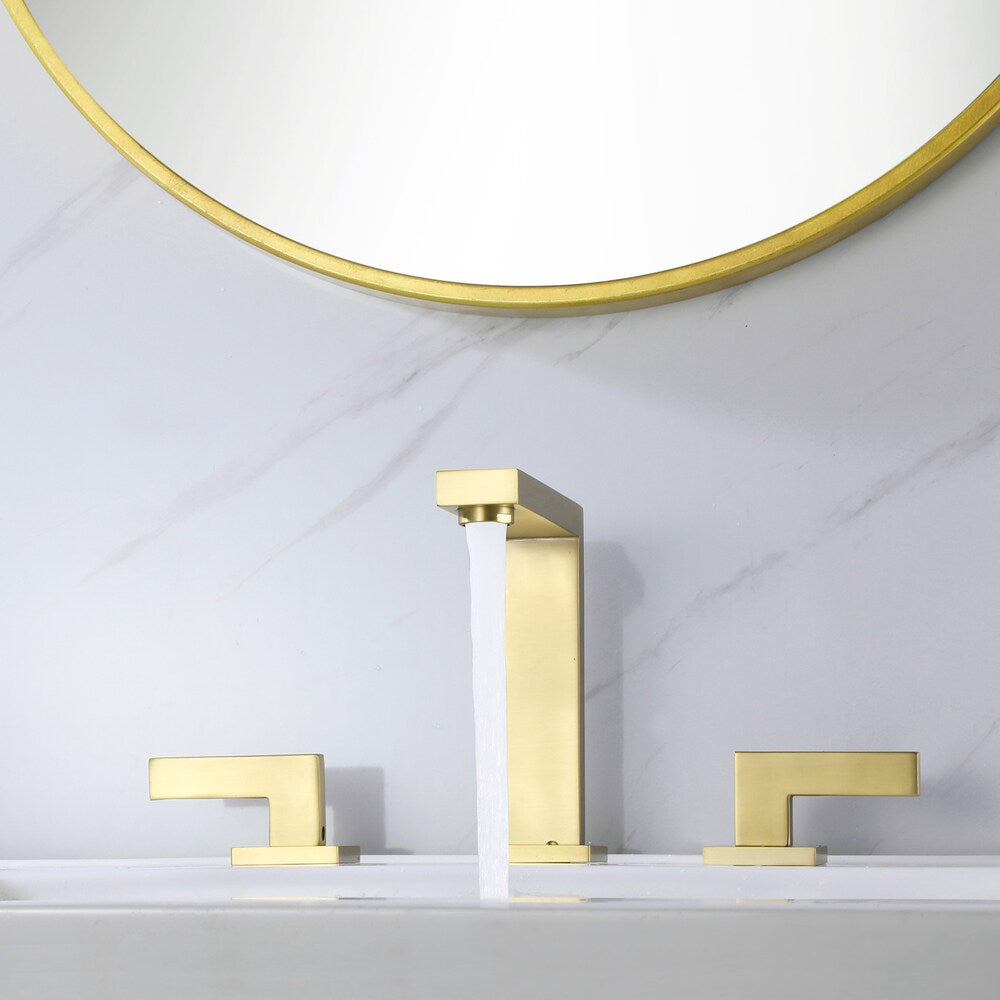 WBF12 Widespread Bathroom Sink Faucet with 2 Handle in Brushed Gold