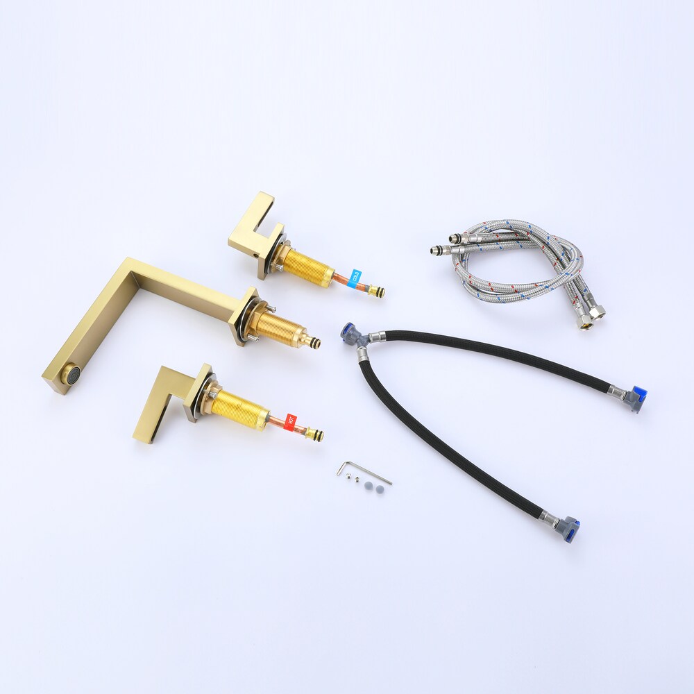 WBF12 Widespread Bathroom Sink Faucet with 2 Handle in Brushed Gold