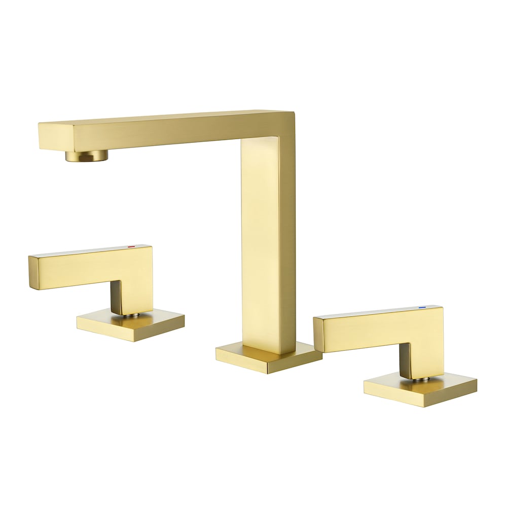 WBF12 Widespread Bathroom Sink Faucet with 2 Handle in Brushed Gold