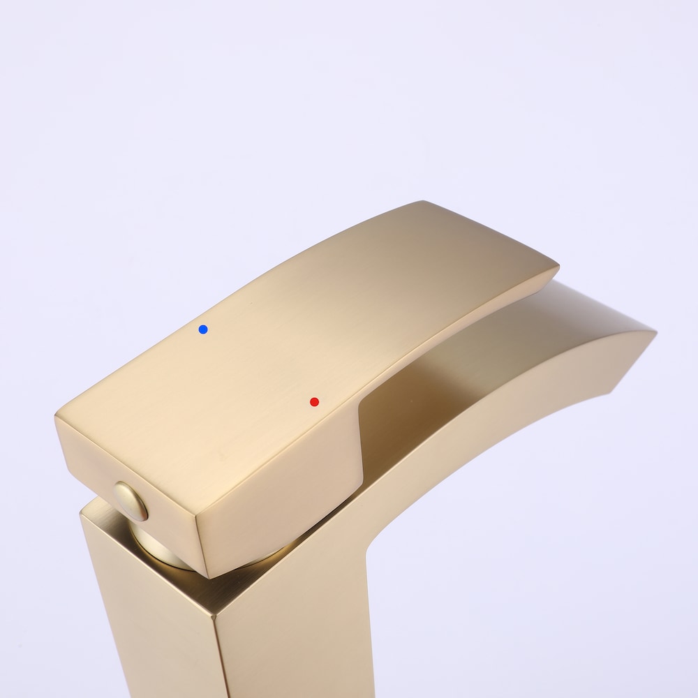 WBF13 Brushed Gold Single Hole Bathroom Sink Faucet with Single Handle and Deck Plate