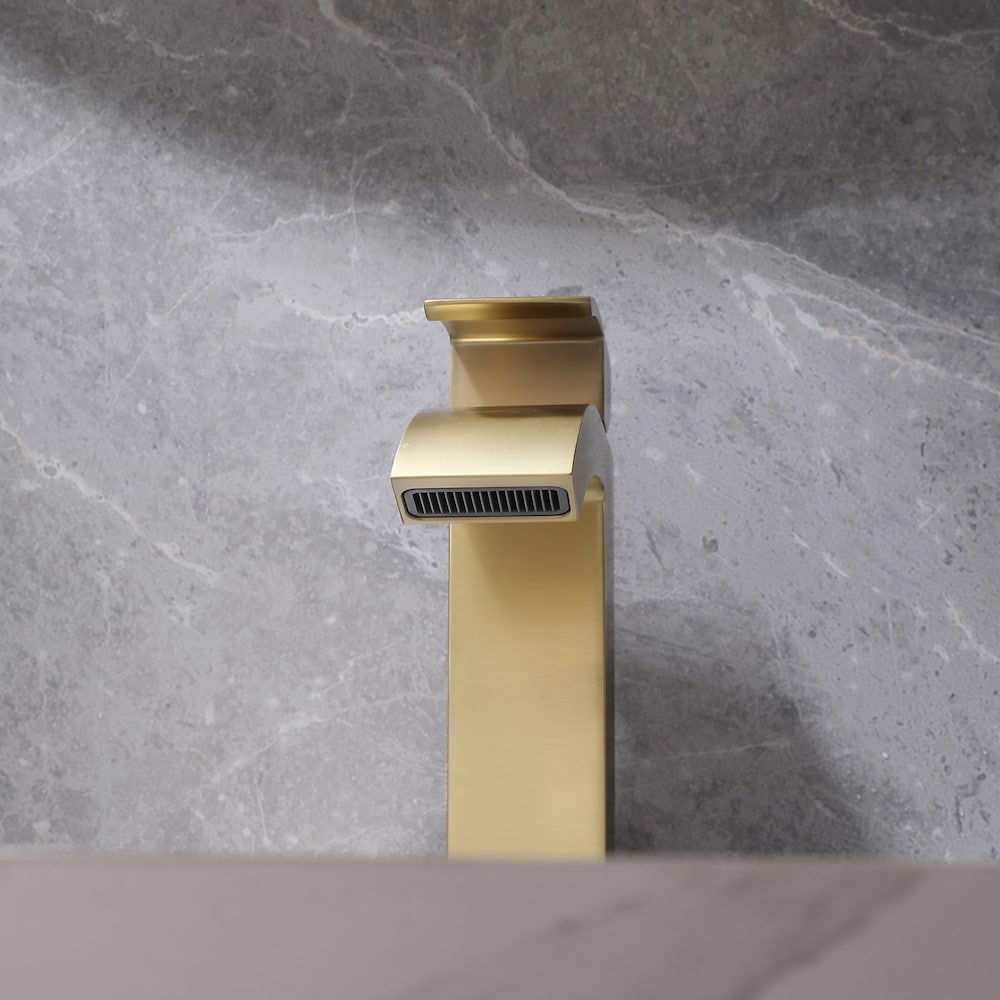 WBF13 Brushed Gold Single Hole Bathroom Sink Faucet with Single Handle and Deck Plate