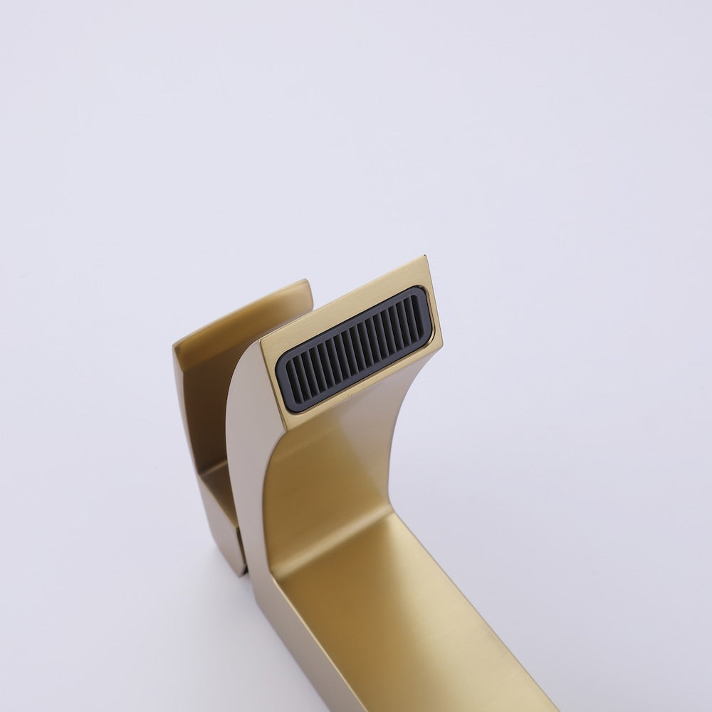 WBF13 Brushed Gold Single Hole Bathroom Sink Faucet with Single Handle and Deck Plate