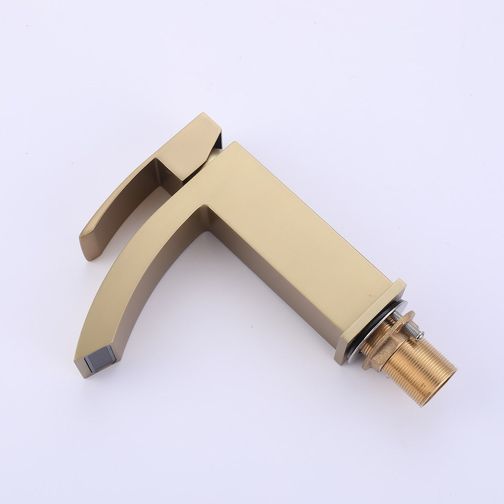 WBF13 Brushed Gold Single Hole Bathroom Sink Faucet with Single Handle and Deck Plate
