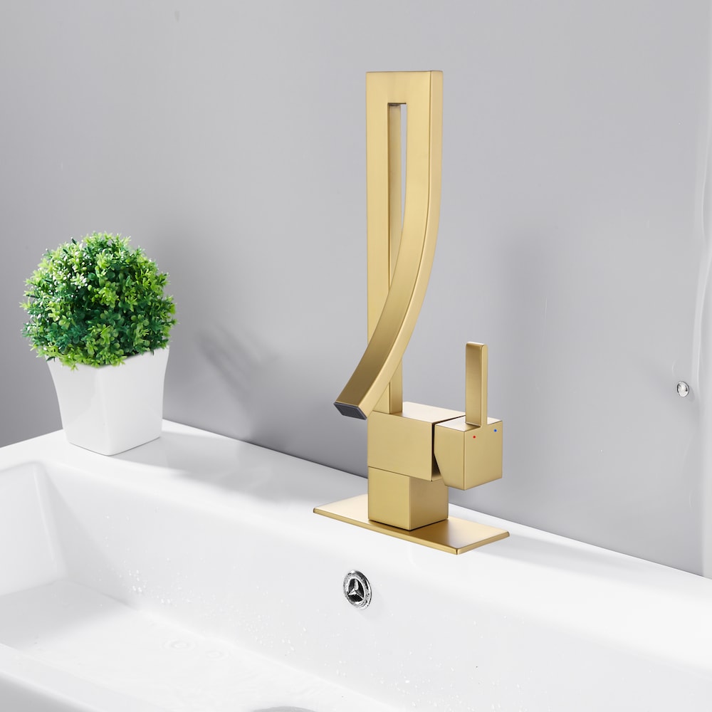 WBF14 Brushed Gold Single Hole Bathroom Sink Faucet with Single Handle