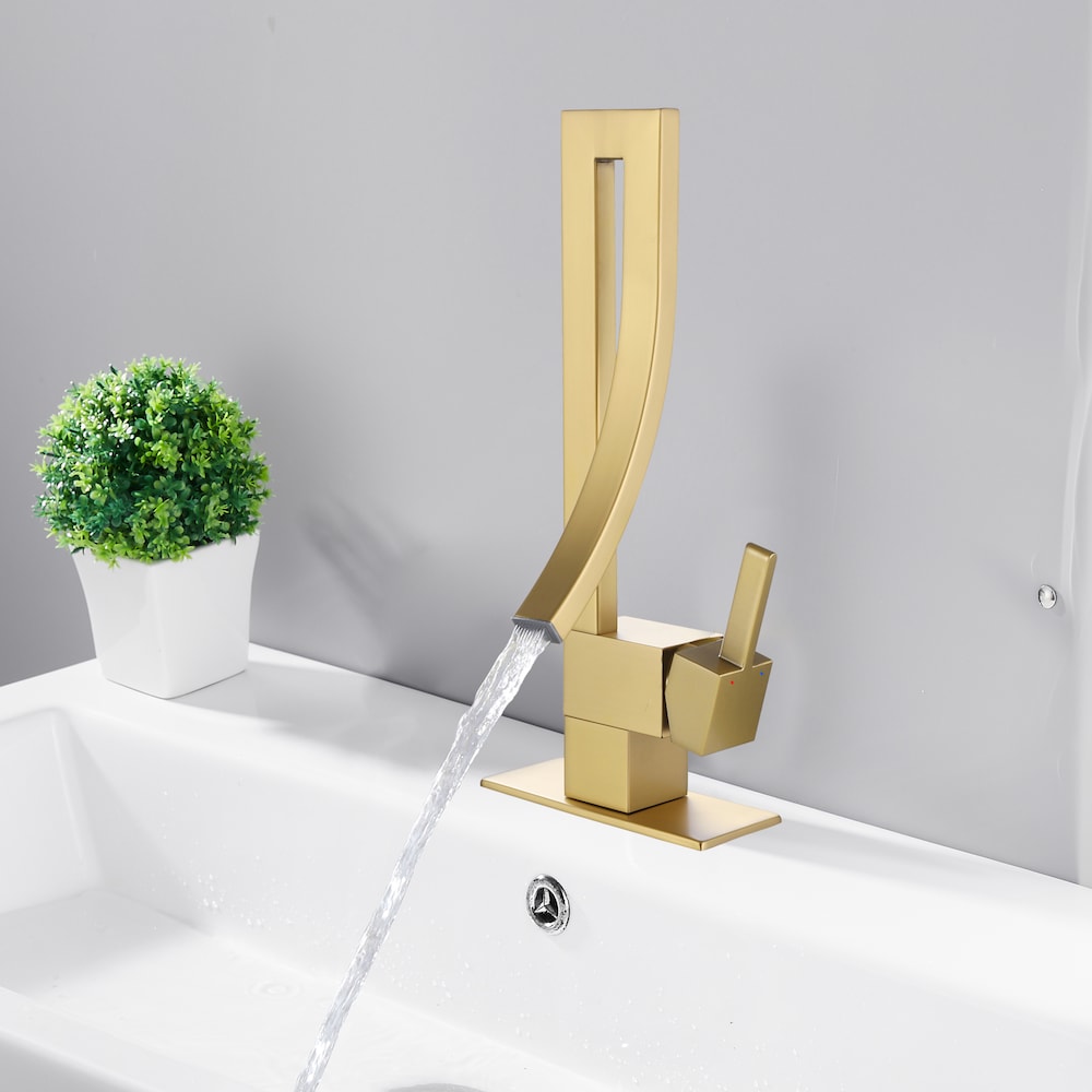 WBF14 Brushed Gold Single Hole Bathroom Sink Faucet with Single Handle