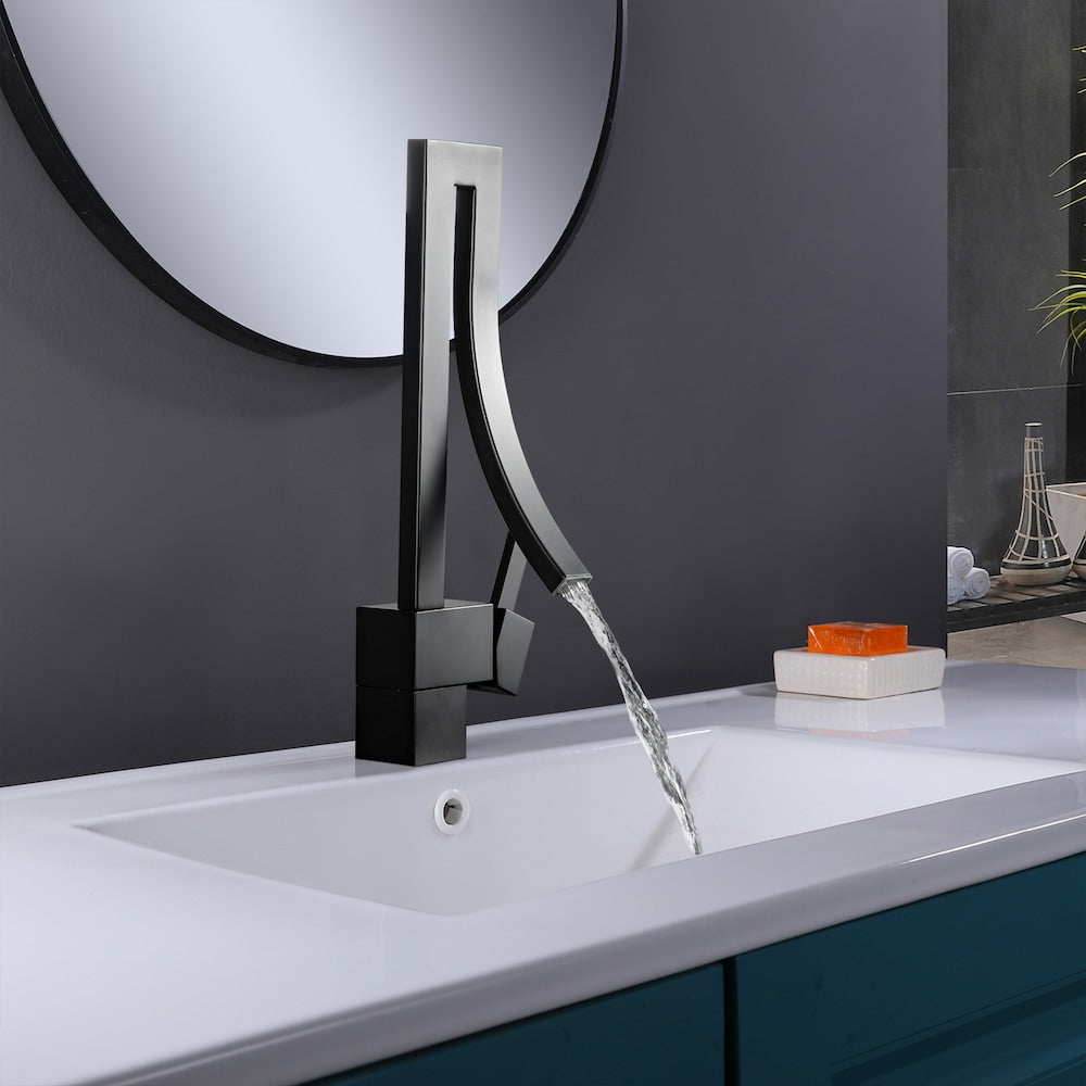 WBF14 Matte Black Single Hole Bathroom Sink Faucet with Single Handle