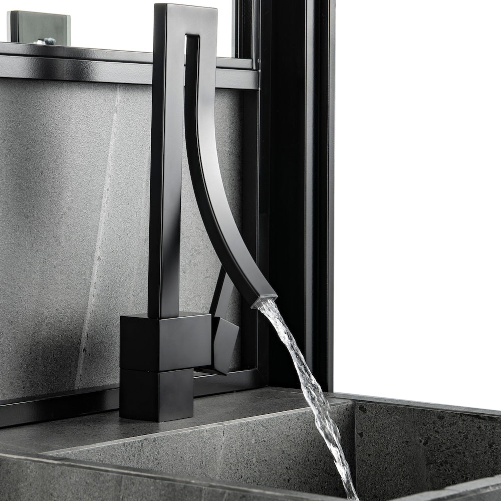WBF14 Matte Black Single Hole Bathroom Sink Faucet with Single Handle