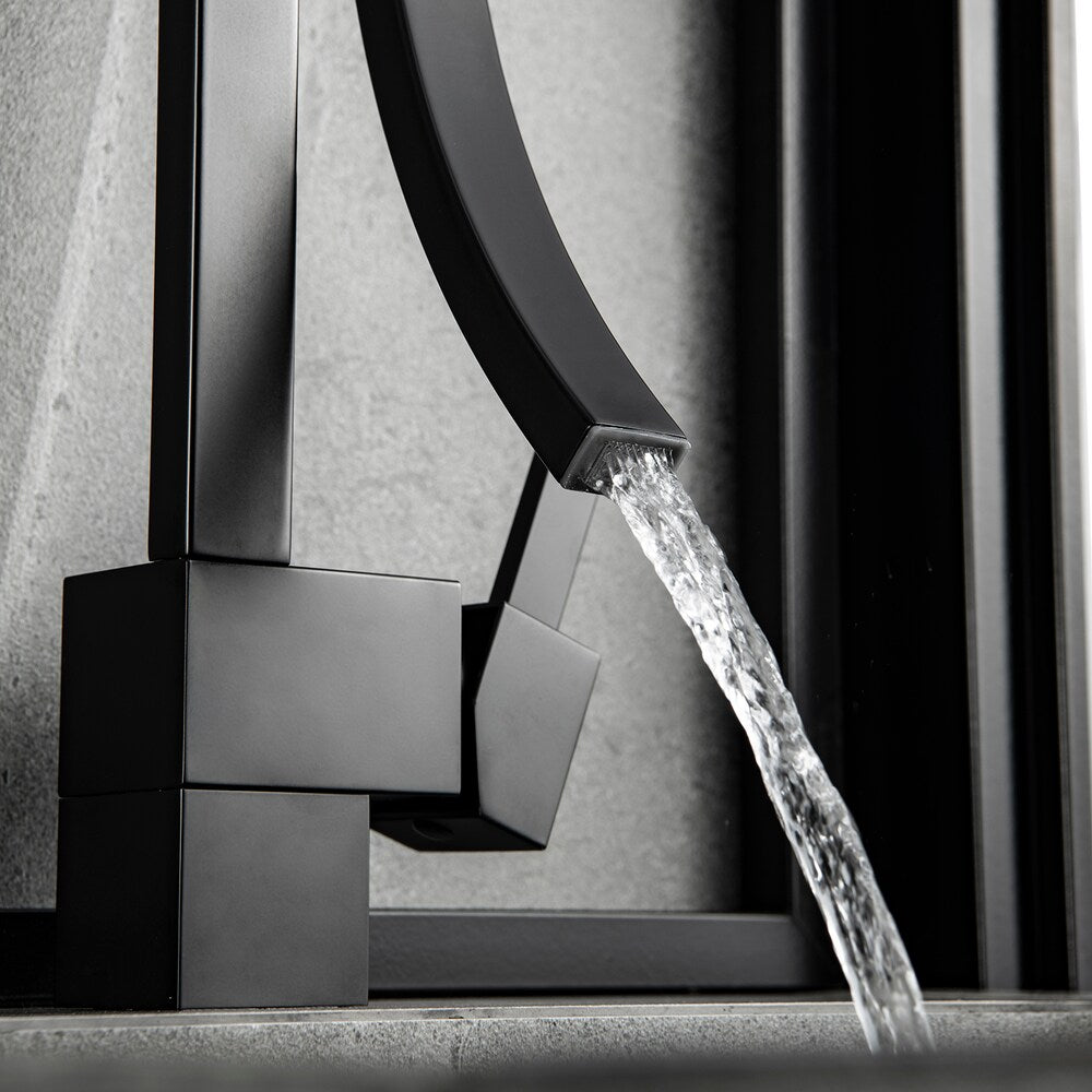 WBF14 Matte Black Single Hole Bathroom Sink Faucet with Single Handle