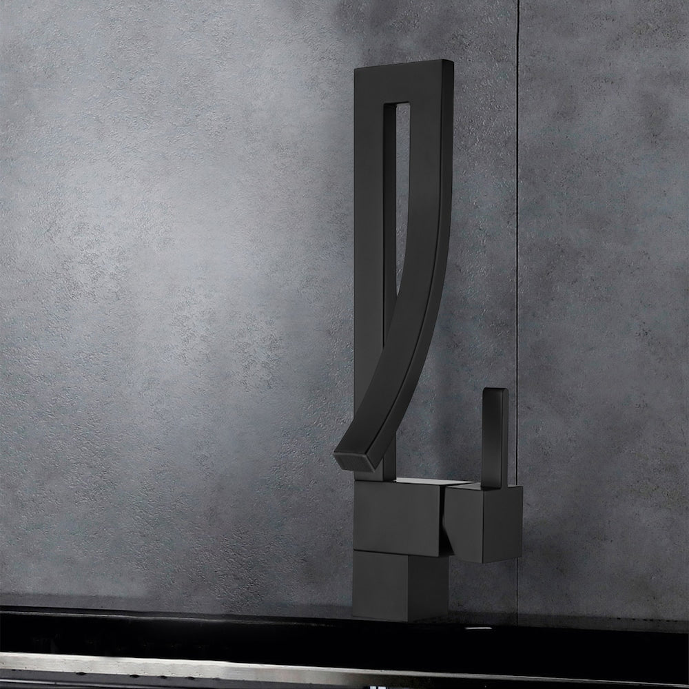 WBF14 Matte Black Single Hole Bathroom Sink Faucet with Single Handle