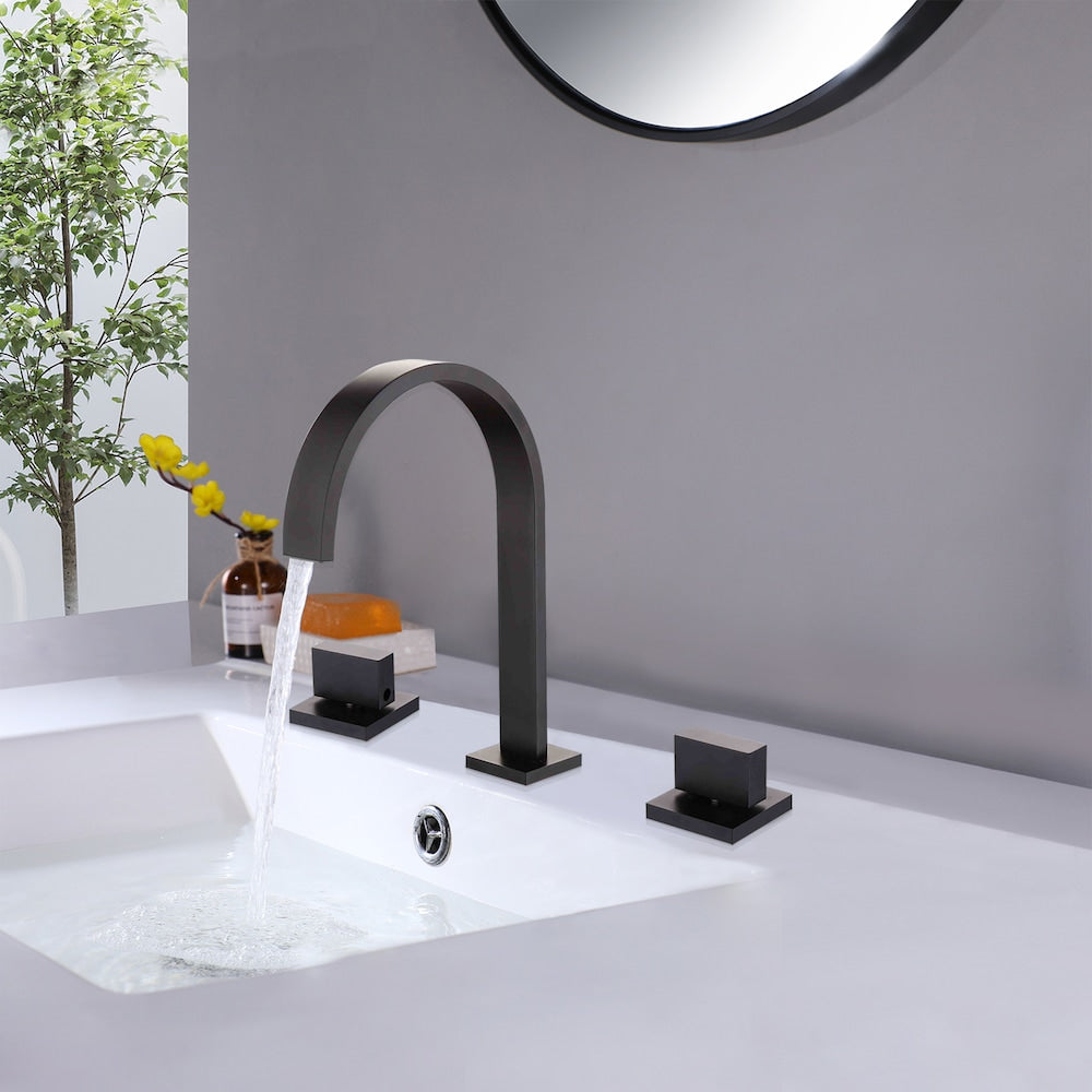 WBF15 Widespread Bathroom Sink Faucet with 2 Handle in Matte Black