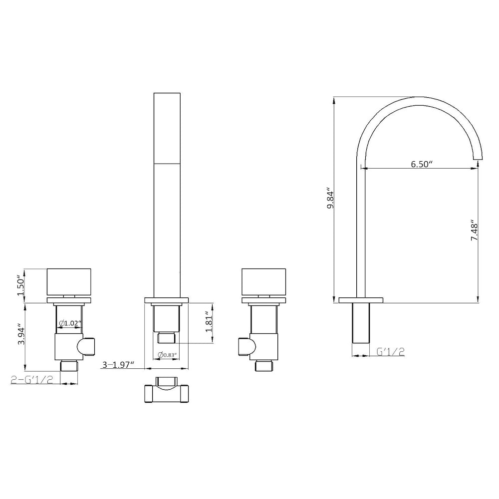 WBF15 Widespread Bathroom Sink Faucet with 2 Handle in Matte Black