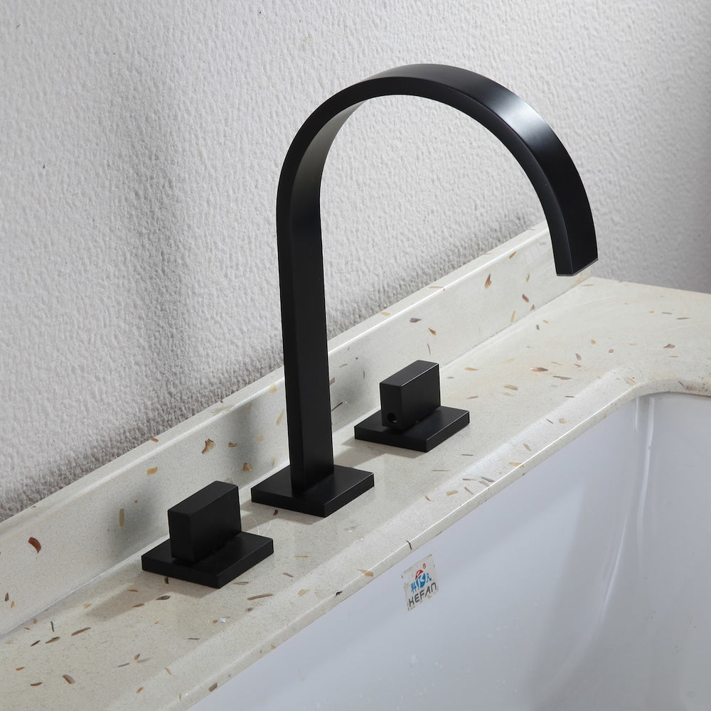 WBF15 Widespread Bathroom Sink Faucet with 2 Handle in Matte Black