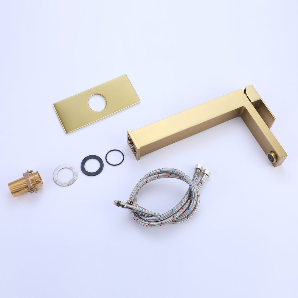 WBF16 Brushed Gold Single Hole Bathroom Sink Faucet with Single Handle and Deck Plate