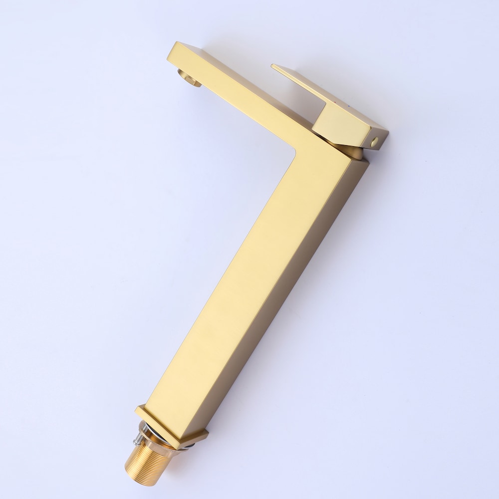 WBF16 Brushed Gold Single Hole Bathroom Sink Faucet with Single Handle and Deck Plate
