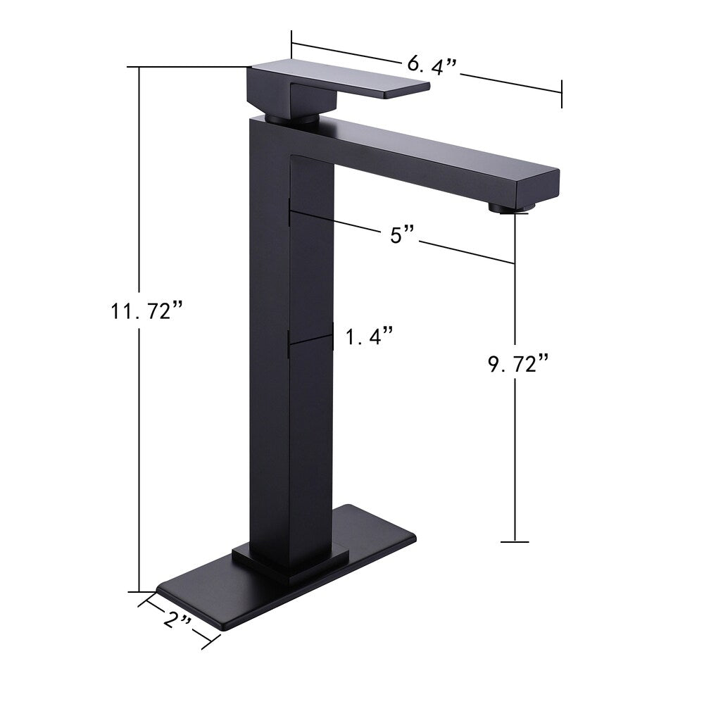 ZCJ6 Matte Black Single Hole Bathroom Sink Faucet with Single Handle and Deck Plate