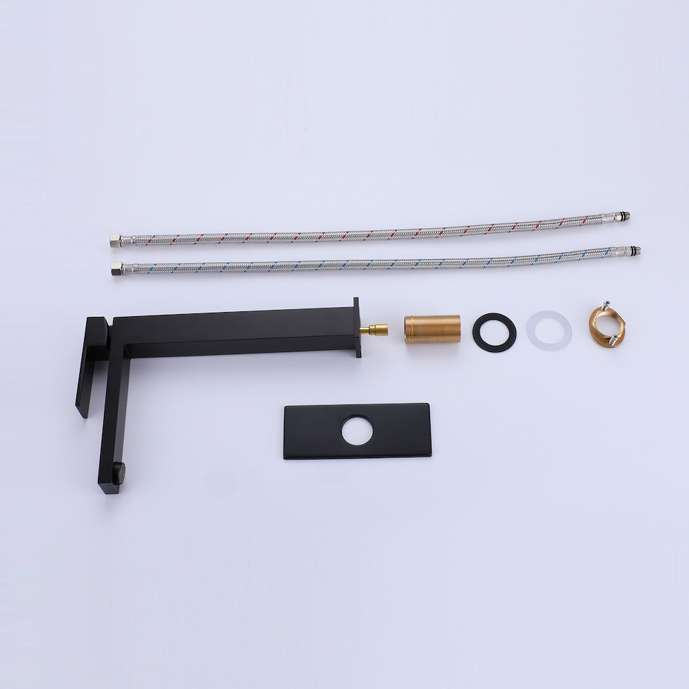 ZCJ6 Matte Black Single Hole Bathroom Sink Faucet with Single Handle and Deck Plate