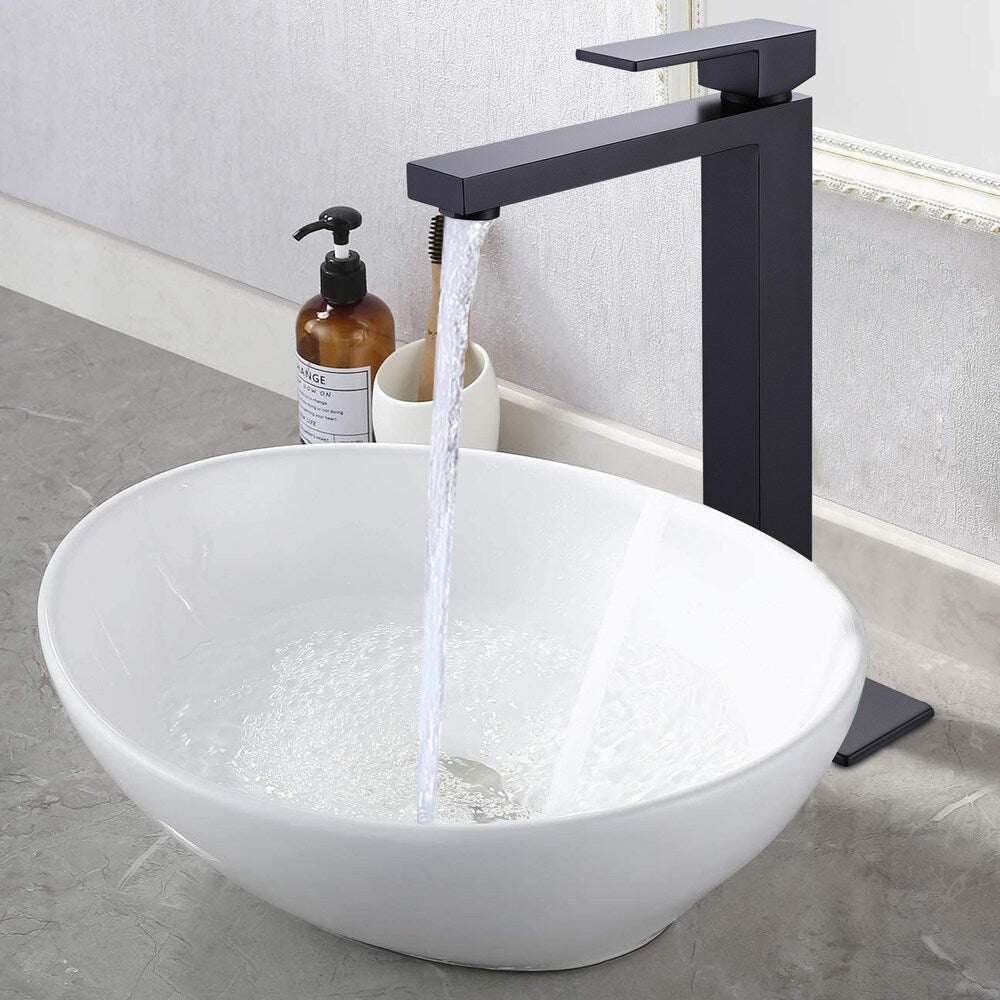 ZCJ6 Matte Black Single Hole Bathroom Sink Faucet with Single Handle and Deck Plate