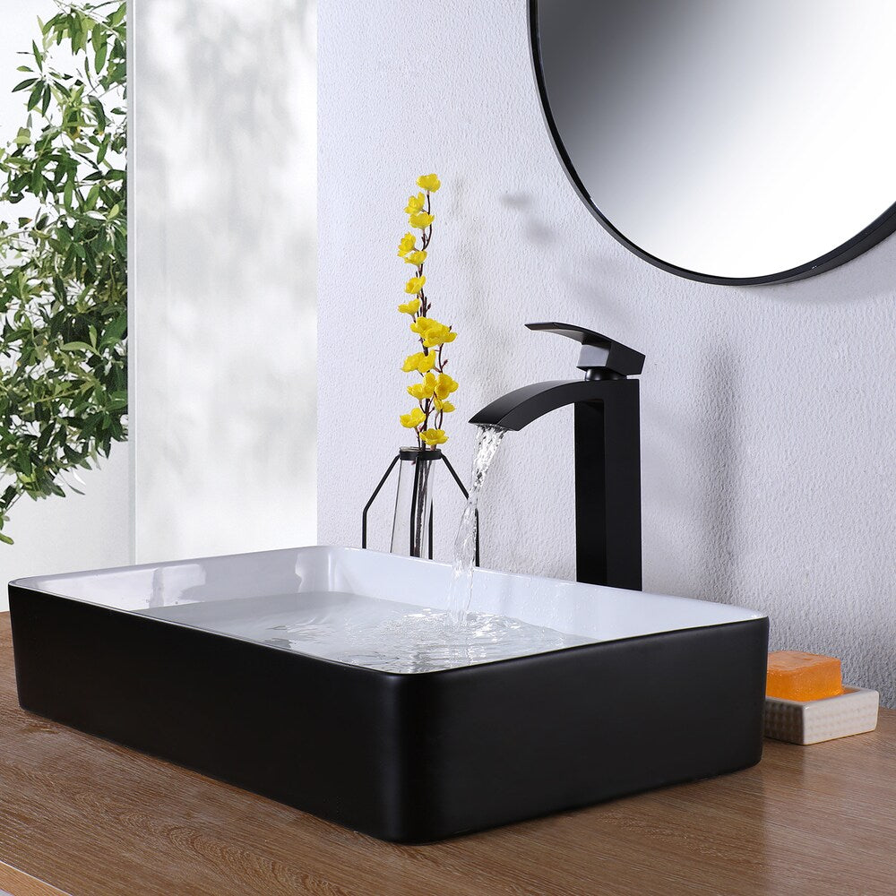 ZCJ7 Matte Black Single Hole Bathroom Sink Faucet with Single Handle and Deck Plate