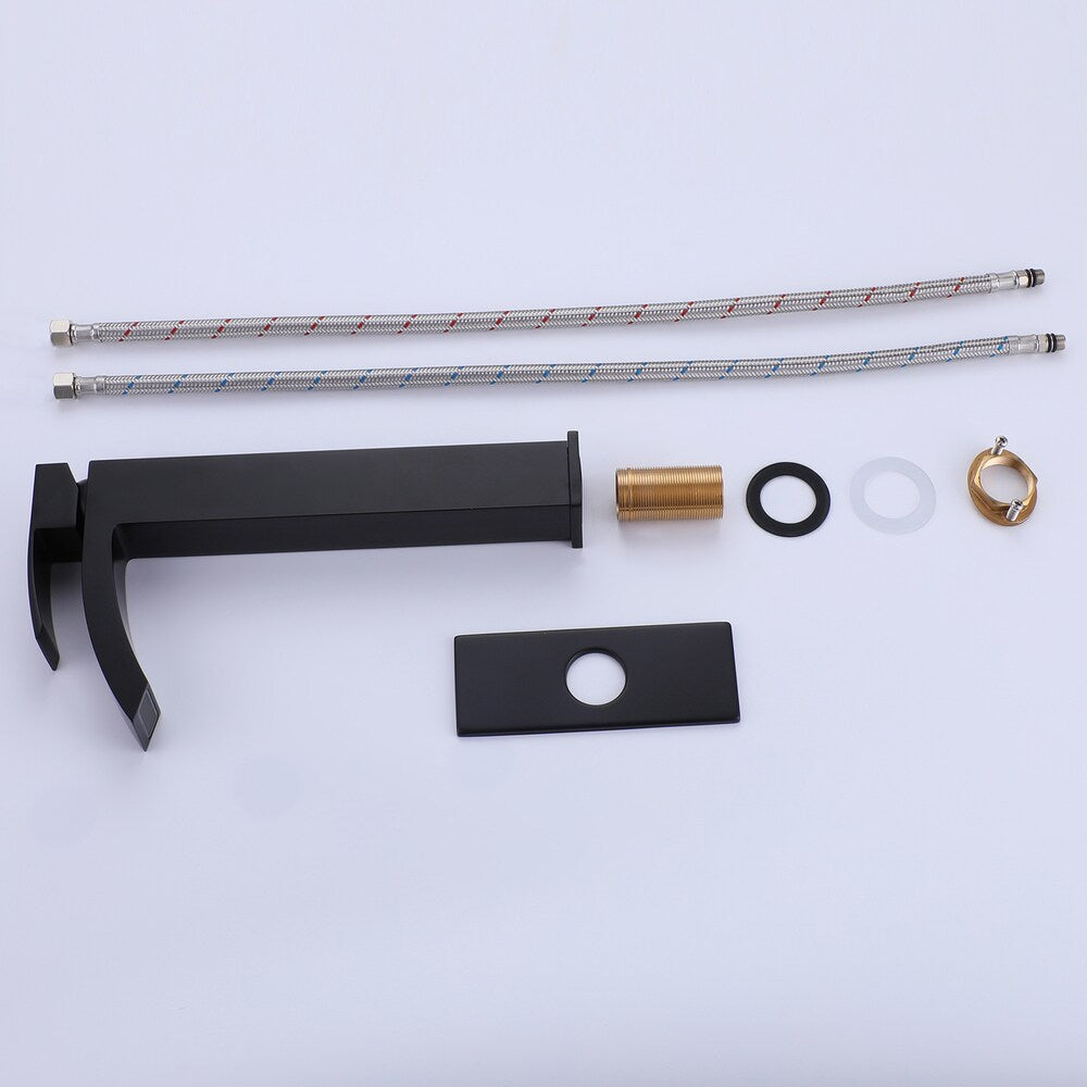 ZCJ7 Matte Black Single Hole Bathroom Sink Faucet with Single Handle and Deck Plate