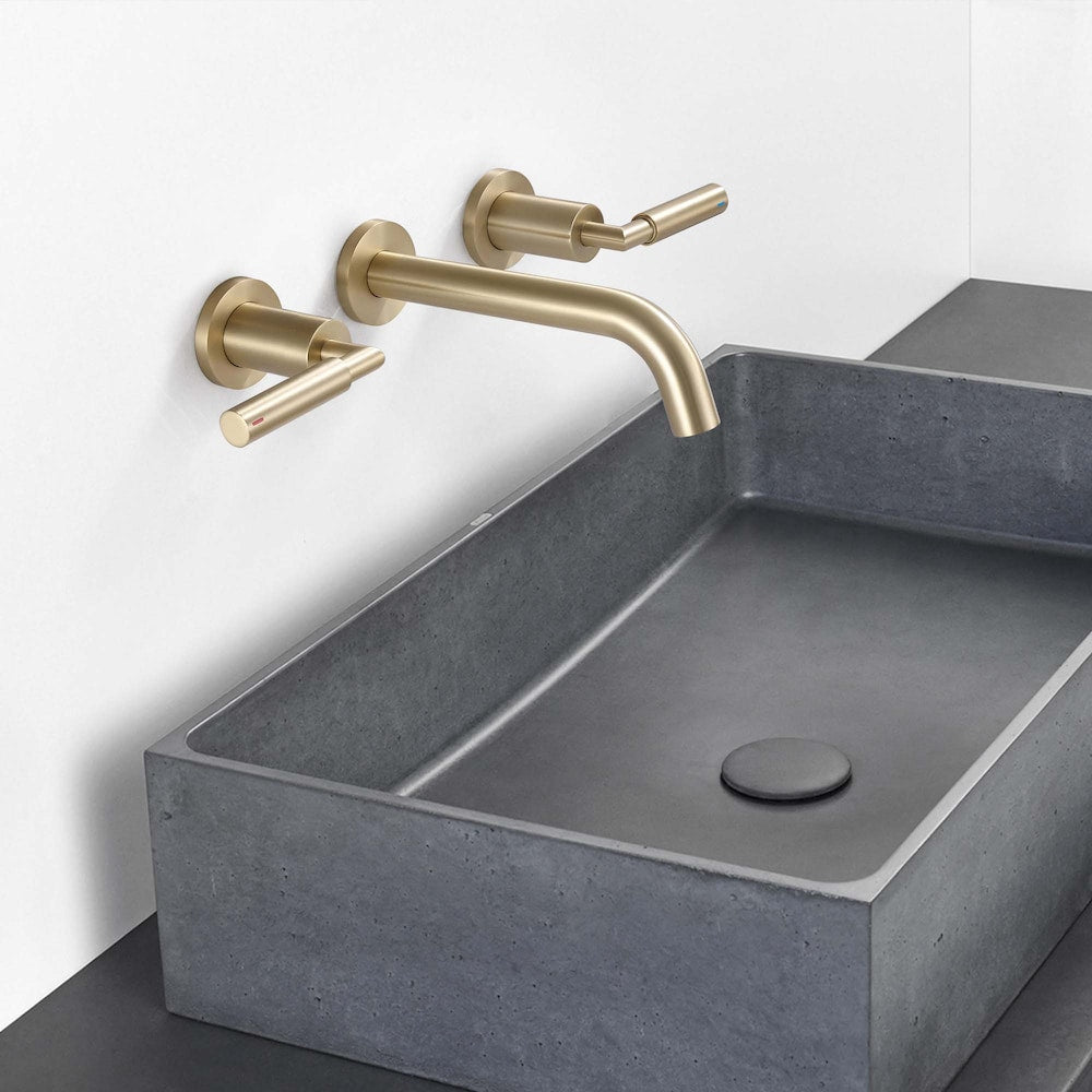 WBF18 Wall Mount Bathroom Sink Faucet with 2 Handle in Brushed Gold