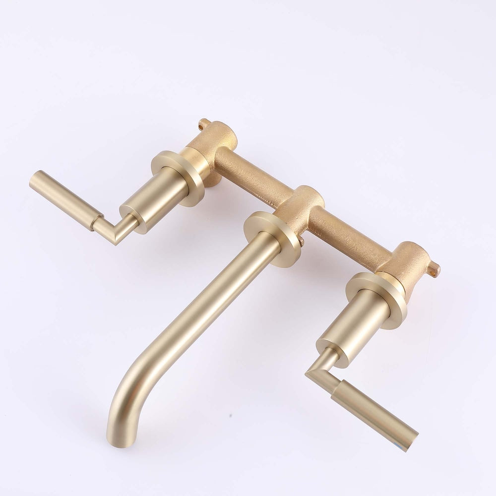 WBF18 Wall Mount Bathroom Sink Faucet with 2 Handle in Brushed Gold