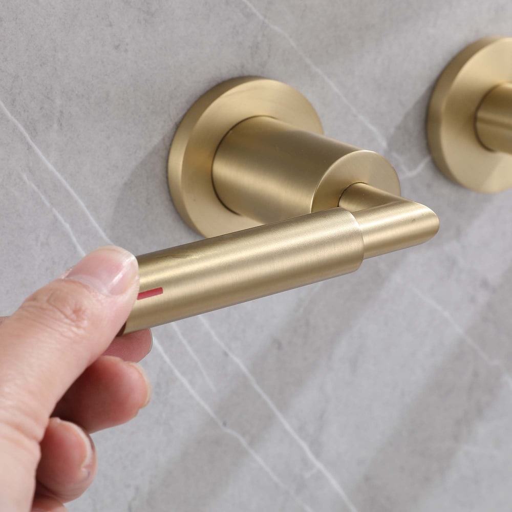 WBF18 Wall Mount Bathroom Sink Faucet with 2 Handle in Brushed Gold