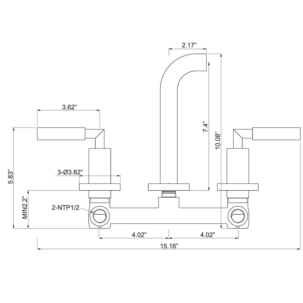 WBF18 Wall Mount Bathroom Sink Faucet with 2 Handle in Matte Black