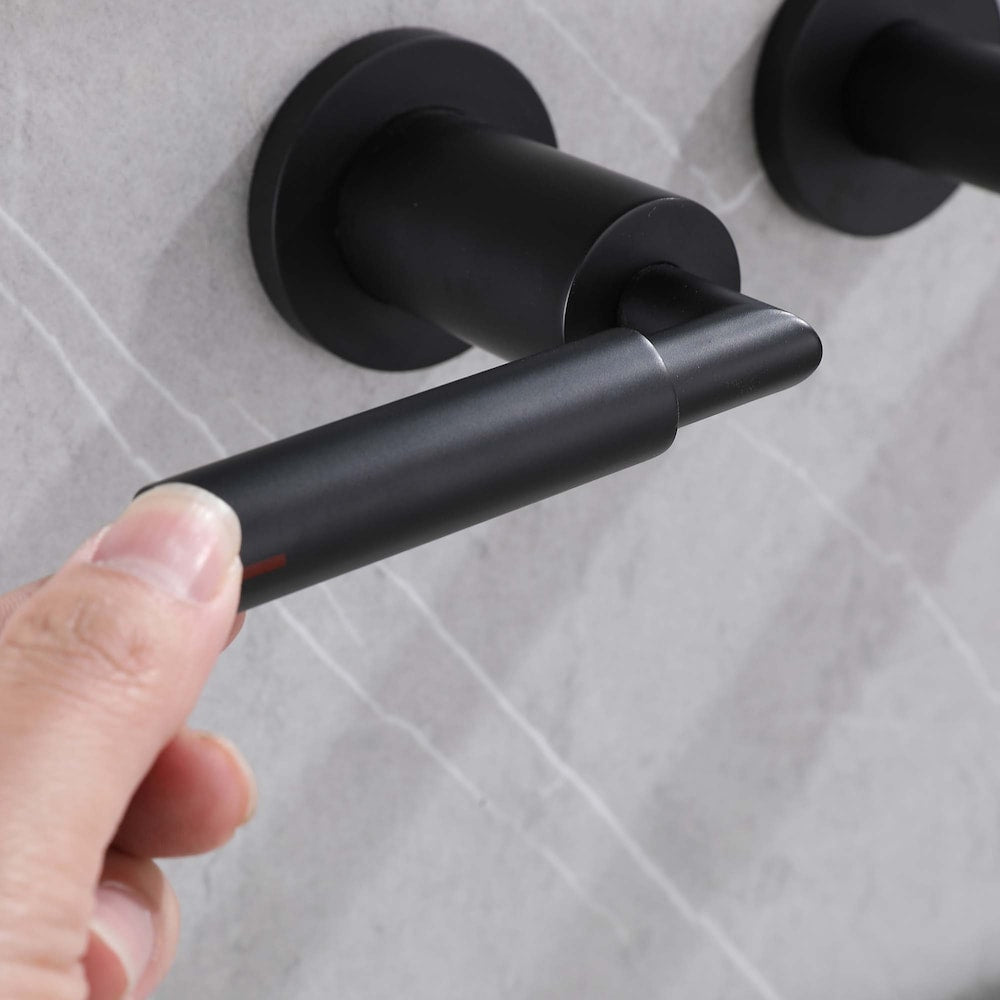 WBF18 Wall Mount Bathroom Sink Faucet with 2 Handle in Matte Black