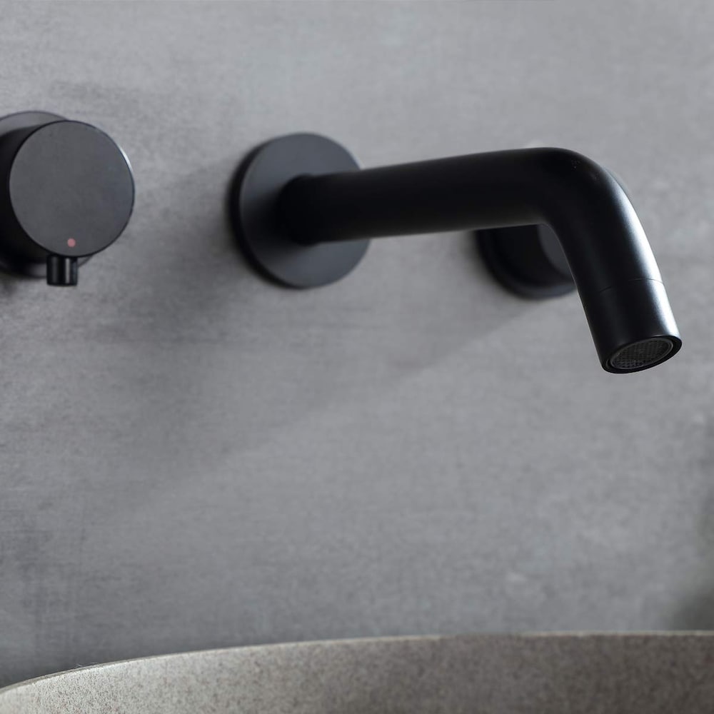 Robinet de lavabo de salle de bain à montage mural ZCJ10 avec 2 poignées en noir mat