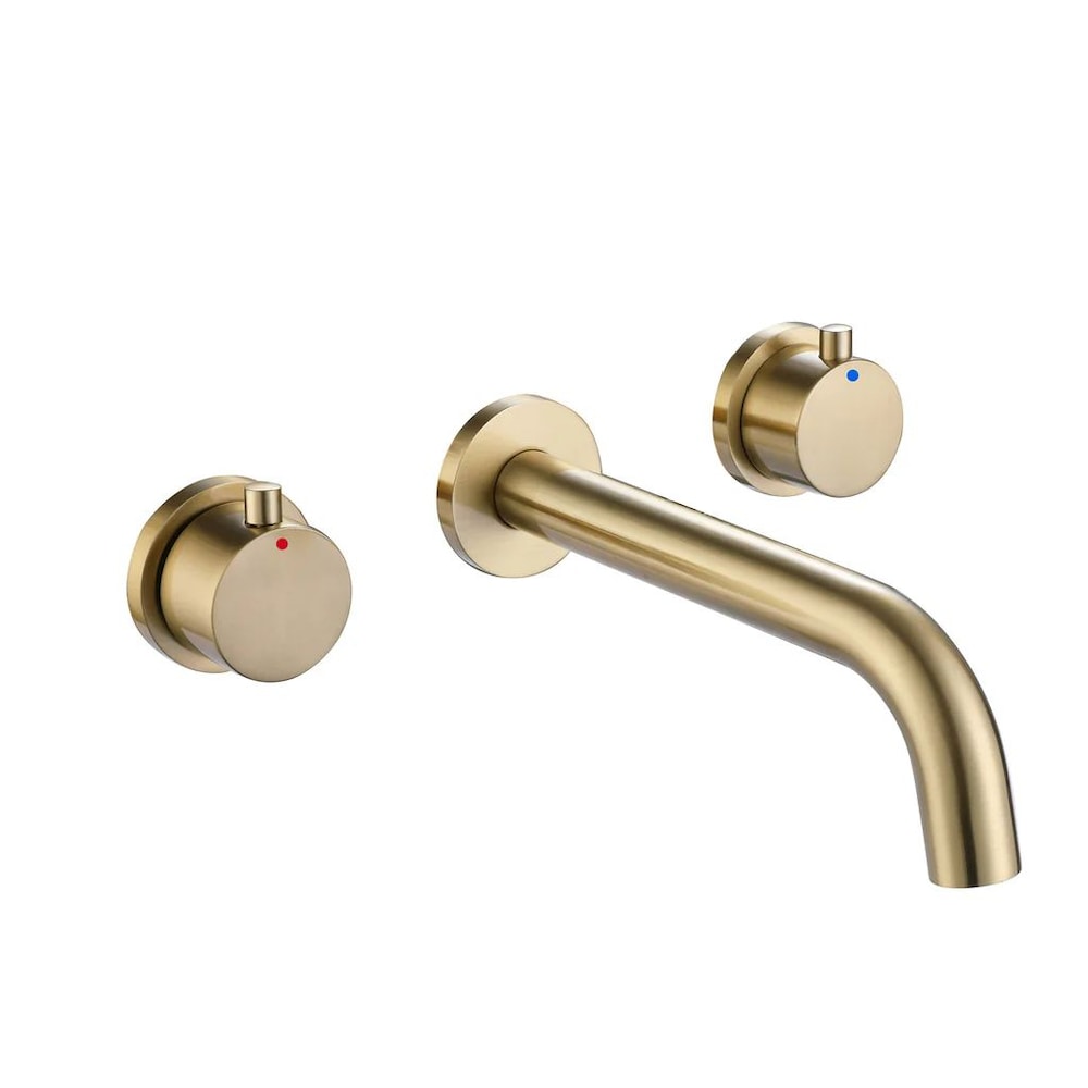 RZCJ10 Wall Mount Bathroom Sink Faucet with 2 Handle in Brushed Gold