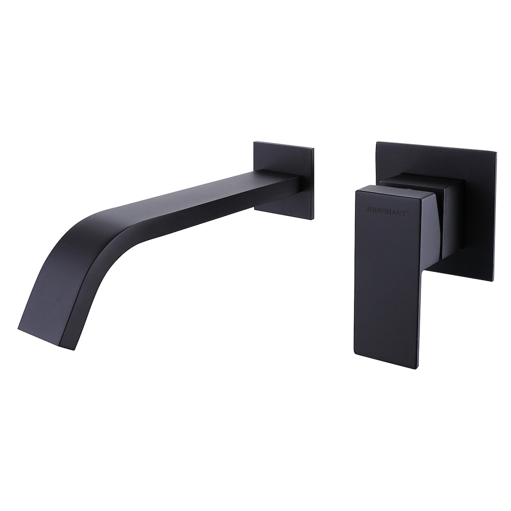 ZCJ11 Wall Mount Bathroom Sink Faucet with Single Handle in Matte Black
