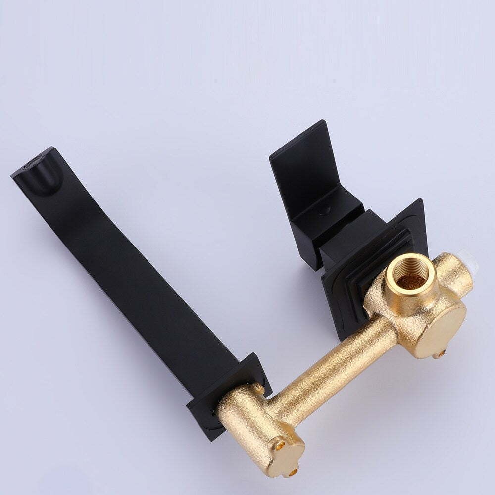 ZCJ11 Wall Mount Bathroom Sink Faucet with Single Handle in Matte Black