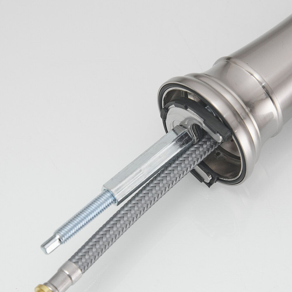 Nova 8 inches Double-Handle Vessel Sink Faucet with Pop-Up Drain in Brushed Nickel