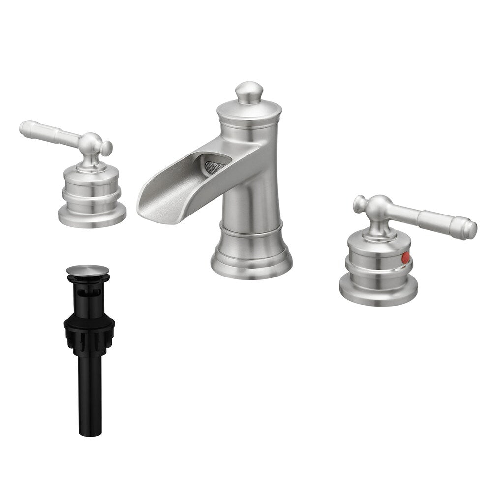 Nova 8 inches Double-Handle Vessel Sink Faucet with Pop-Up Drain in Brushed Nickel