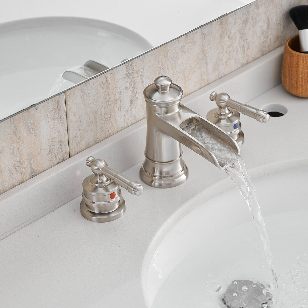 Nova 8 inches Double-Handle Vessel Sink Faucet with Pop-Up Drain in Brushed Nickel