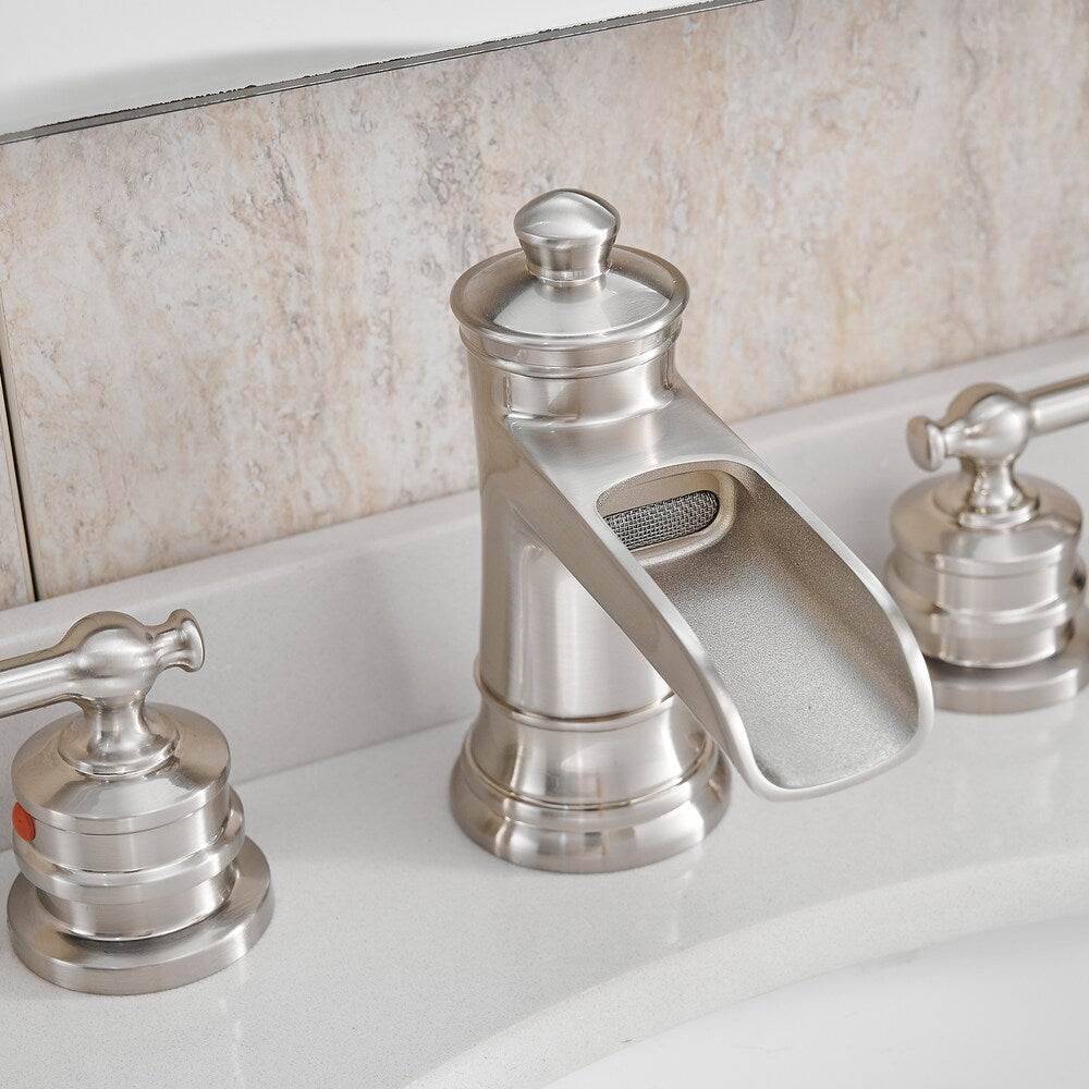 Nova 8 inches Double-Handle Vessel Sink Faucet with Pop-Up Drain in Brushed Nickel