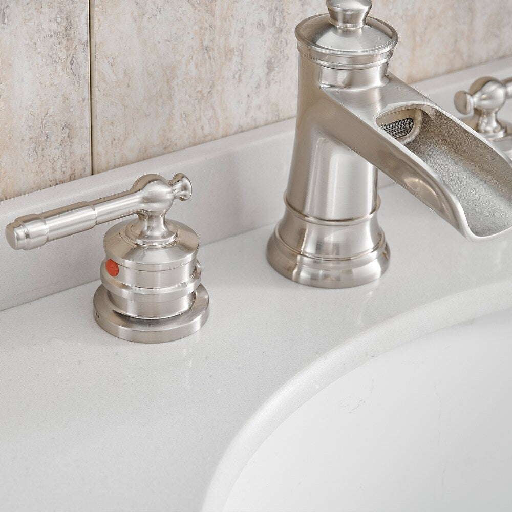 Nova 8 inches Double-Handle Vessel Sink Faucet with Pop-Up Drain in Brushed Nickel