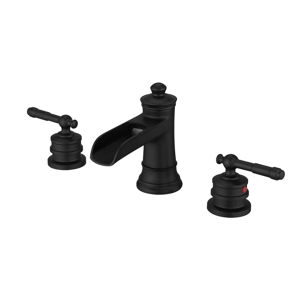 Nova 8 inches Double-Handle Vessel Sink Faucet with Pop-Up Drain in Matte Black